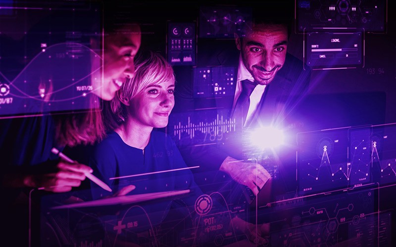 Generative AI implementation Team working abstract technology