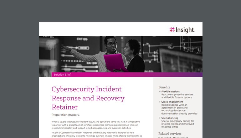 Cybersecurity Incident Response and Recovery Retainer Thumbnail of asset available to download below