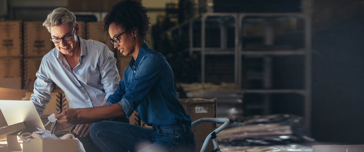 Help optimize your supply chain with the right e-procurement solution. Retail employees package product for shipment to customer. Custom catalogs, E-procurement solution platform.