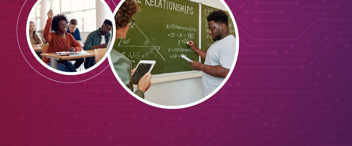 A college degree has a profound impact on career trajectory and earned income Students in classroom learning. Graphic of Insight teammates Tech From the Heart, College algebra success rate, College algebra prep, Howard University math