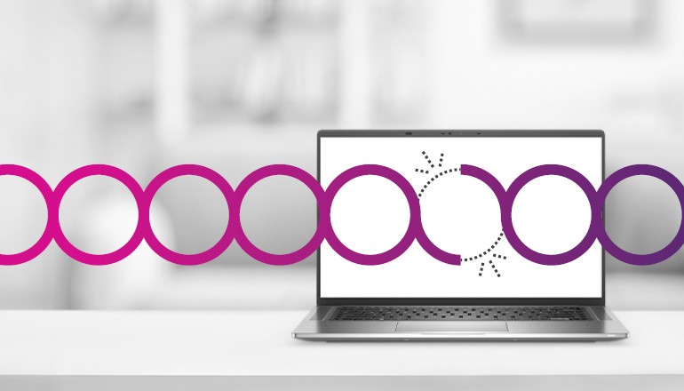 Insight and Dell can help you find and fix weak links Abstract concept of an overlay of chain links on top of laptop