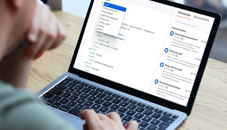 Upcoming webinar for A Guide to GitHub Enterprise Group of developers working together