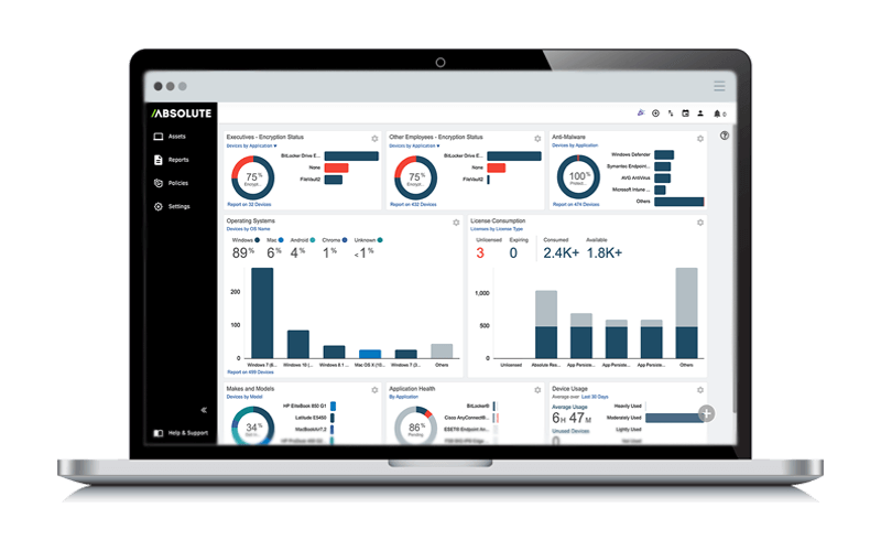Absolute Reach lets you quickly operationalize the exact information you need Absolute Reach screenshot on laptop