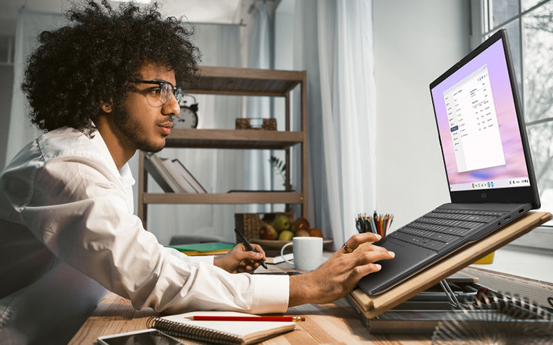 Breaking down barriers Man using a laptop