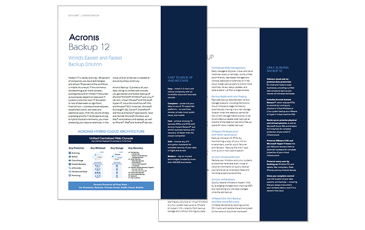 Acronis Backup 12 datasheet Acronis Backup 12 datasheet thumbnail