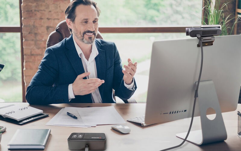 Equip your executive office space. Professional working on computer