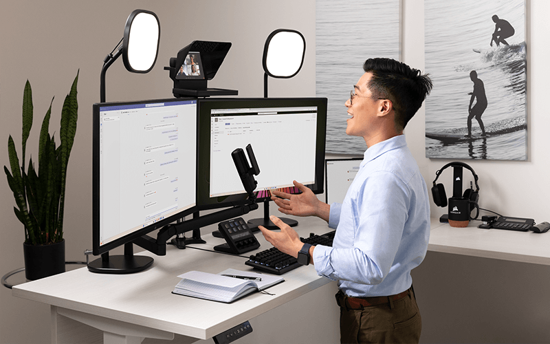 Video conferencing solutions Man having a online meeting