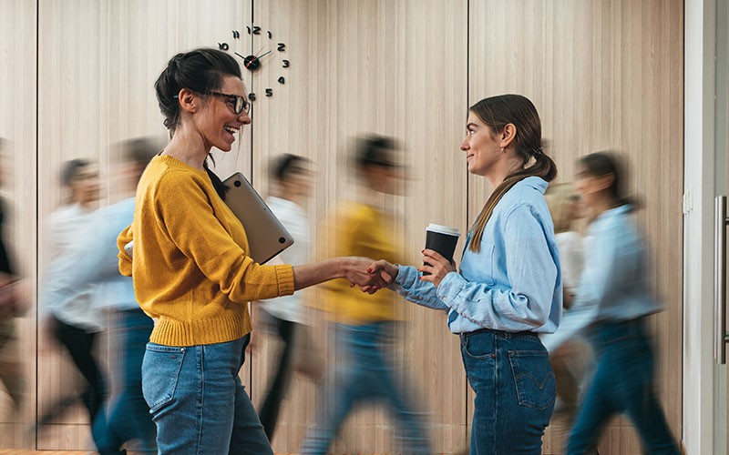 Take the guesswork out of certificate lifecycle management. Employees shaking their hands