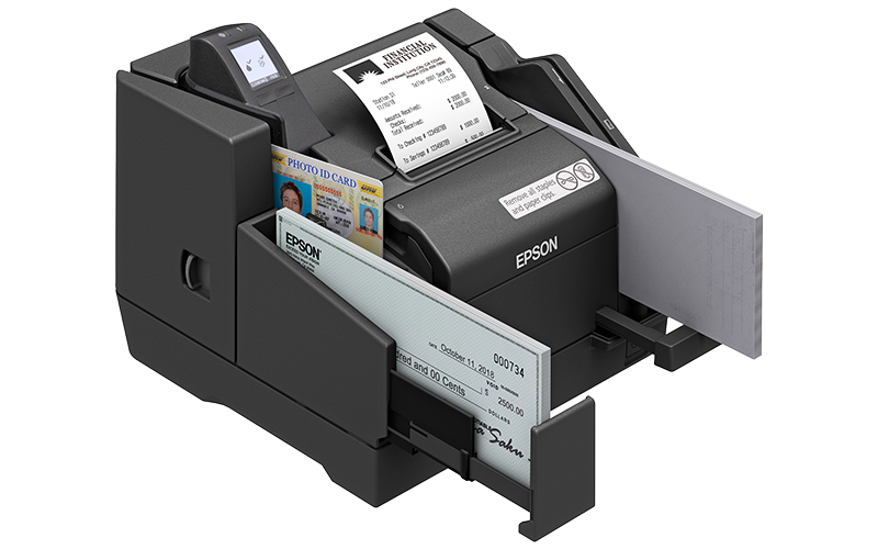 This full-featured multifunction device includes a scanner feature for checks and ID cards Epson POS Scanner