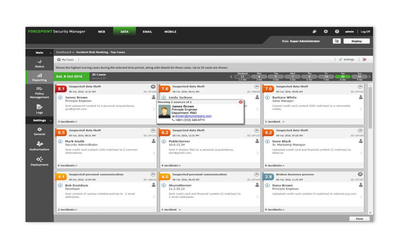 Forcepoint Data Loss Prevention Forcepoint DLP screenshot