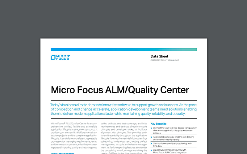 Deliver software up to 40 percent faster and improve developer efficiency Micro Focus ALM/Quality Center thumbnail