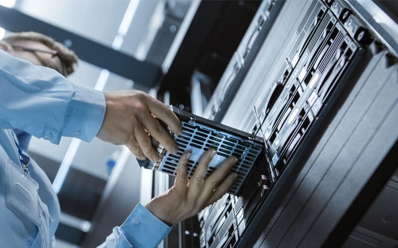 Insight and Micron understand workloads Technician on server room