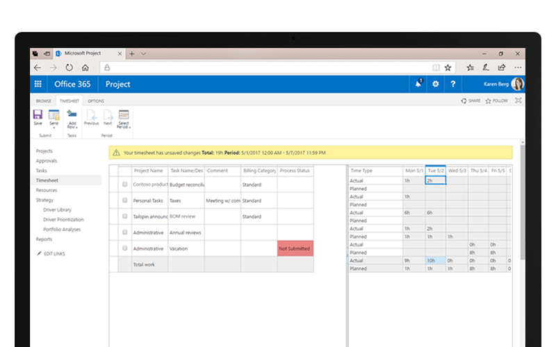 Microsoft Project Online delivers robust tools for time and task management Project Office 365 screenshot