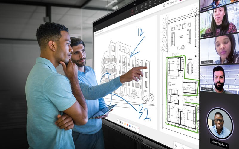 ActivPanel LX Business professionals using ActivPanel Titanium Pro in meetings