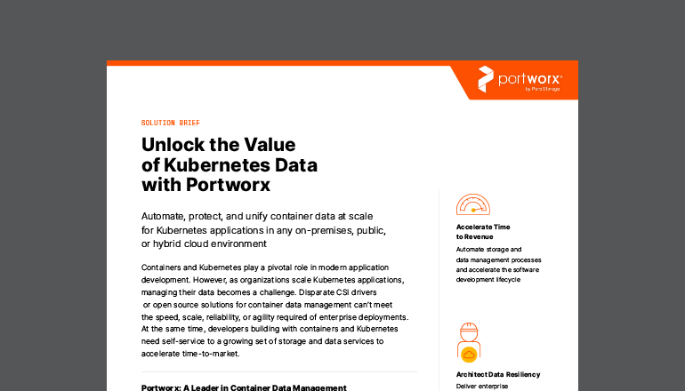 Get more from Kubernetes data with Portworx. Thumbnail of asset available to download below