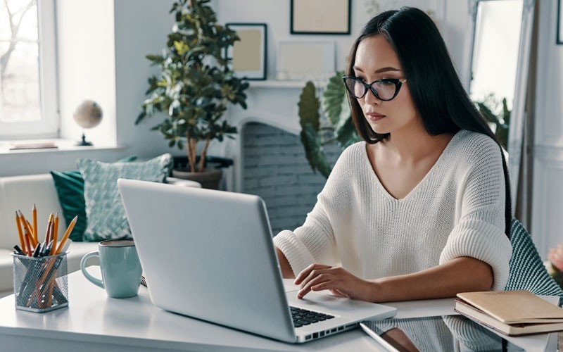 Woman using laptop