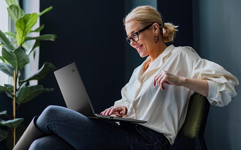 Woman using laptop