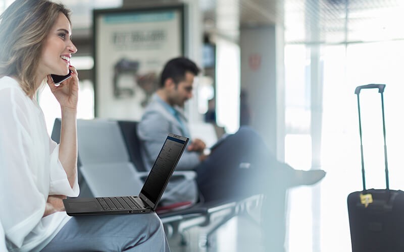 Woman using laptop