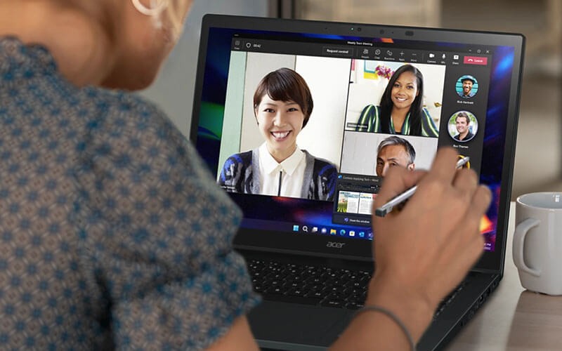 Woman using laptop